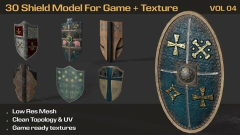Medieval Shield  Game-Ready+Texture VOL 04