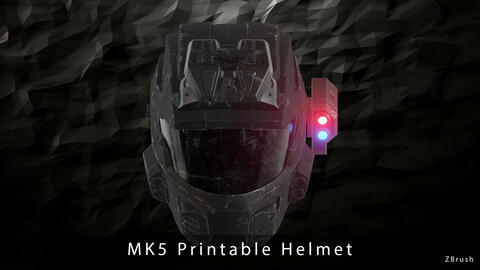 Printable Halo mk5 sci-fi helmet with body kits 3D print model