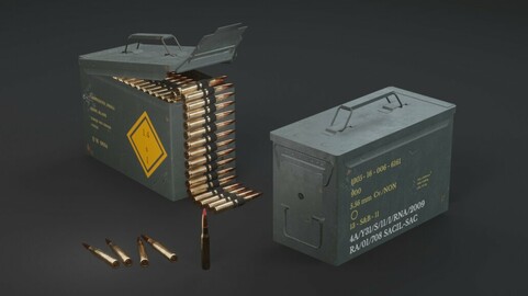 Ammo Box M2A1 and bullet .50 caliber