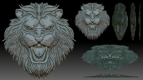 Lion Head bas-relief for CNC router or 3D printer