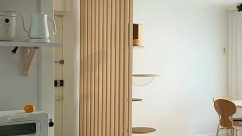 Solid wood temporary wall interior stripe partition