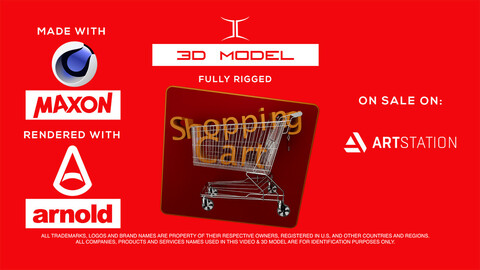 Shopping Cart and bonus Queue 3D Model Fully Rigged
