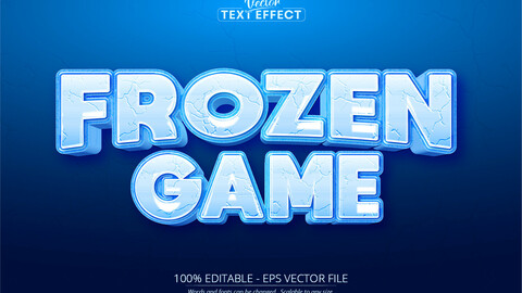 Ice text effect, editable frozen game and cartoon text style