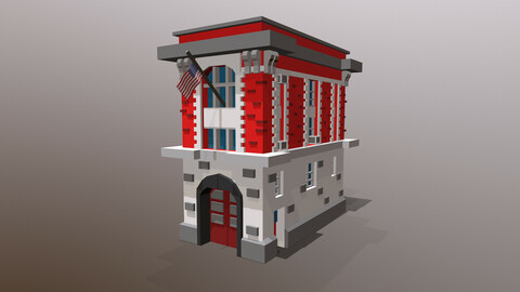 Fire Station Low Poly