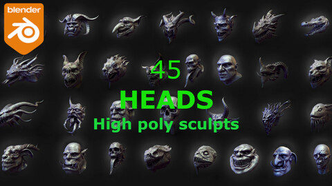 45 HEADS high poly sculpts pack