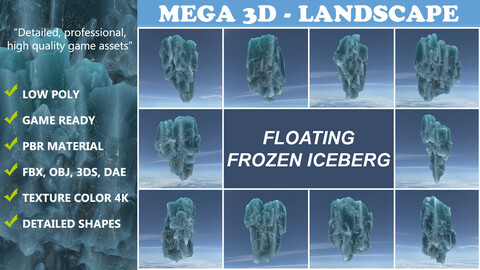 Low poly Floating Frozen Iceberg 211207
