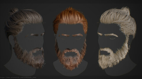 Real-Time Men's  Hairstyle (hair, beard, eyebrows for game)