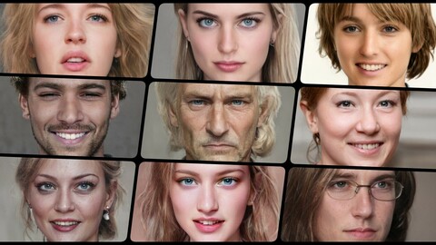 Portraits of people with blonde hairs| 80+ human faces | jpg | reference royalty free | VOL. 1