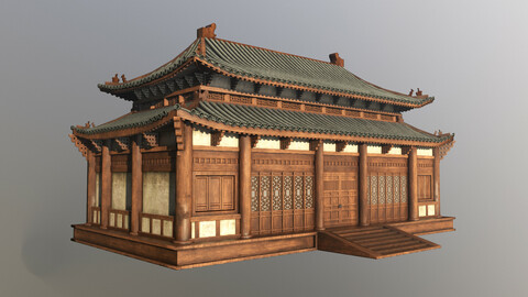 Old Asian japanese Korens and chinese Realistic 3dBuilding