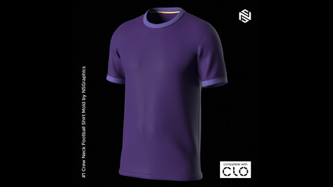 Crew Neck Football Shirt for CLO3D & Marvelous Designer