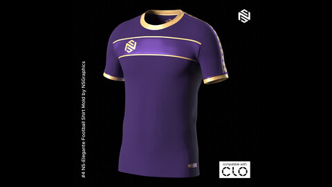 NS-Elegante Football Shirt for CLO3D & Marvelous Designer