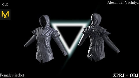 Female's jacket Marvelous Designer / Clo 3D project +obj