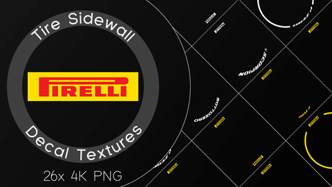 26x Pirelli tire sidewall 4K PNG decals