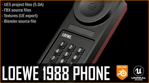 Loewe 1988 phone recreation - Project files / FBX + UE5 + Blend