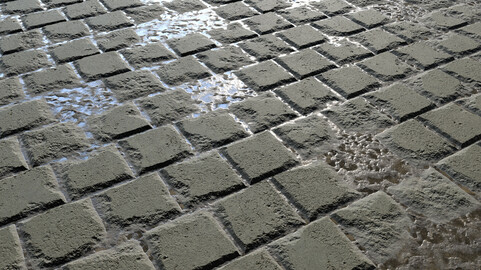 Concrete Tile Wet Old Floor PBR (FREE) 4K