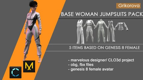 base woman jumpsuits pack. one by one