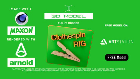 Clothespin Rig Photorealistic 3D Model