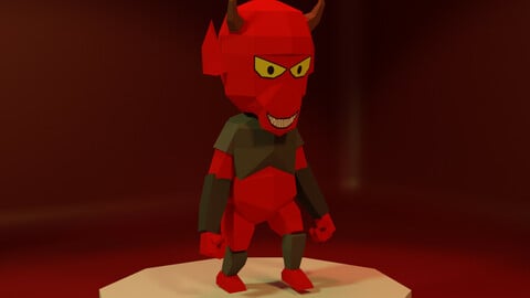 Lowpoly style 3D little devil/demon