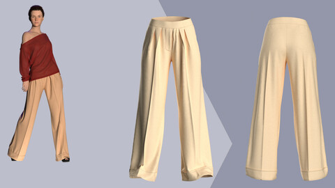 Palazzo pants. obj, fbx, zprj. Clo3d. Marvelous Designer