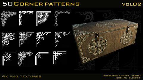 50 Ornamental corner pattern (4k,png texture)