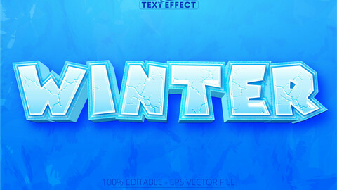 Ice text effect, editable winter text and cartoon text style