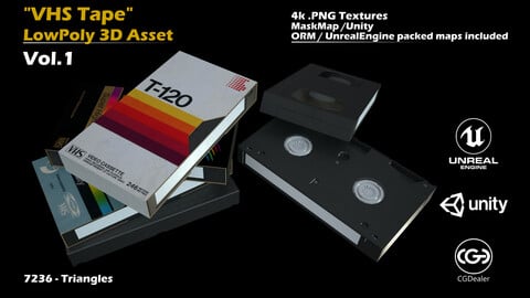 Retro VHS Tape - Low Poly,  3D Asset