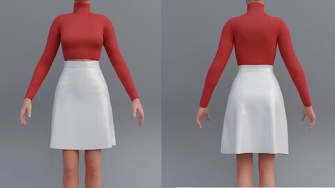 3D Christmas outfit - Turtleneck sweater and Skirt