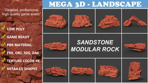 Low poly Sandstone Modular Rock 211210