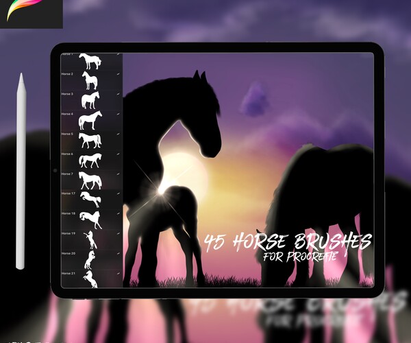 ArtStation 45 Horse Brushes for Procreate Brushes
