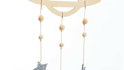 Ibang Interior Planet Wood Mobile Garland