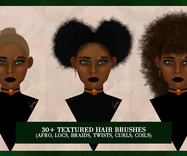 ArtStation Studio Paint textured hair complete brush pack by Seyi Deola