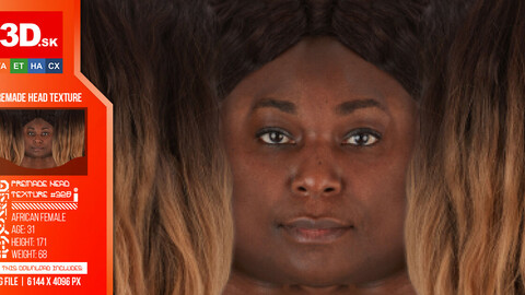 Premade Head Texture #0004 African Female