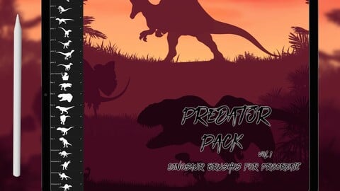 Predator Pack - 36 Dinosaur Brushes for Procreate Vol 1