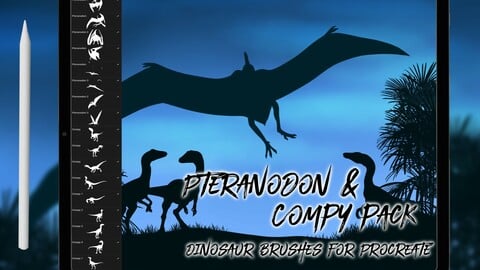 Pteranodon & Compy Pack - 36 Dinosaur Brushes for Procreate