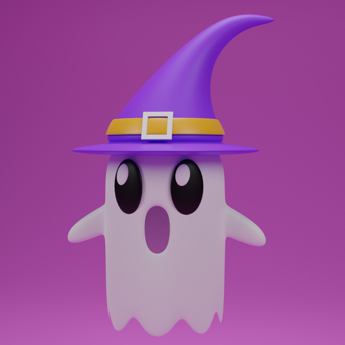 ArtStation - Cartoon Cute Ghost with Witch Hat | Resources