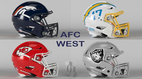 NFL Helmets AFC West Collection PBR 3D model
