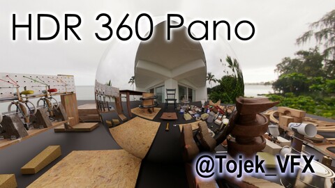 HDR 360 Pano Hawaii - 010 Big Island Grand Naniloa Hotel Hilo - porch and ocean