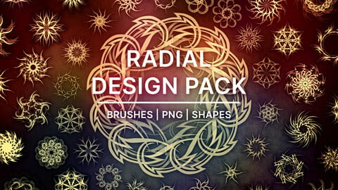Radial Design Pack (Brushes, Patterns, Shapes,  JPG, PNG)