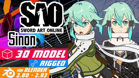 Sinon - Sword Art Online Anime - 3D Model Blender