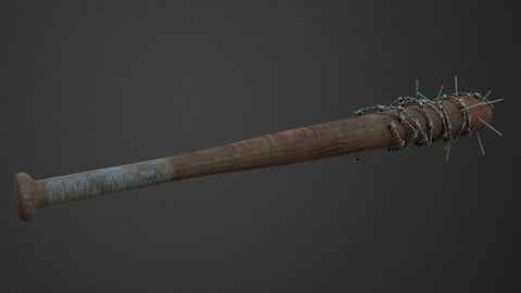 PBR Melee Baseball bat barbed wire and nails [Low Poly 3D Asset]