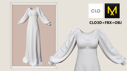 Wedding Dress. Marvelous Designer/Clo3d project + OBJ + FBX