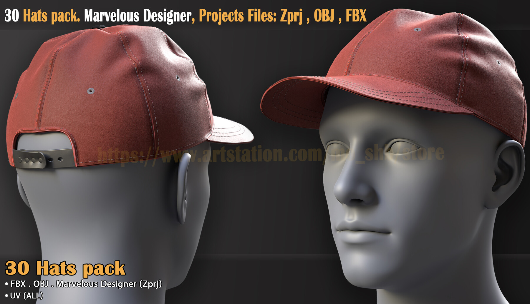 ArtStation - 30 Hats pack. Marvelous Designer, Projects Files: Zprj ...