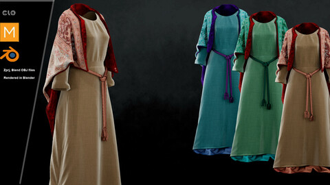 Long dress in Medieval and Fantasy style
