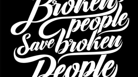 DIGITAL FILE VECTOR/Quotes “broken people save broken people“ Calligraphic Vintage Handwritten vector Font