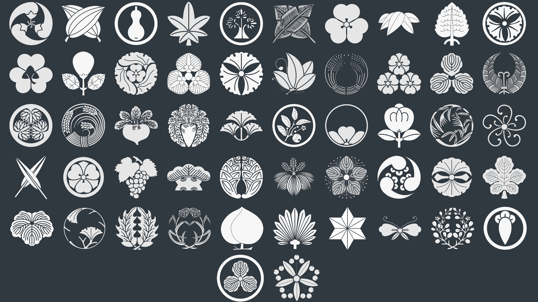 ArtStation - Japanese Family Crests Vol.5 Plants | 52 Alphas in 16 bit ...