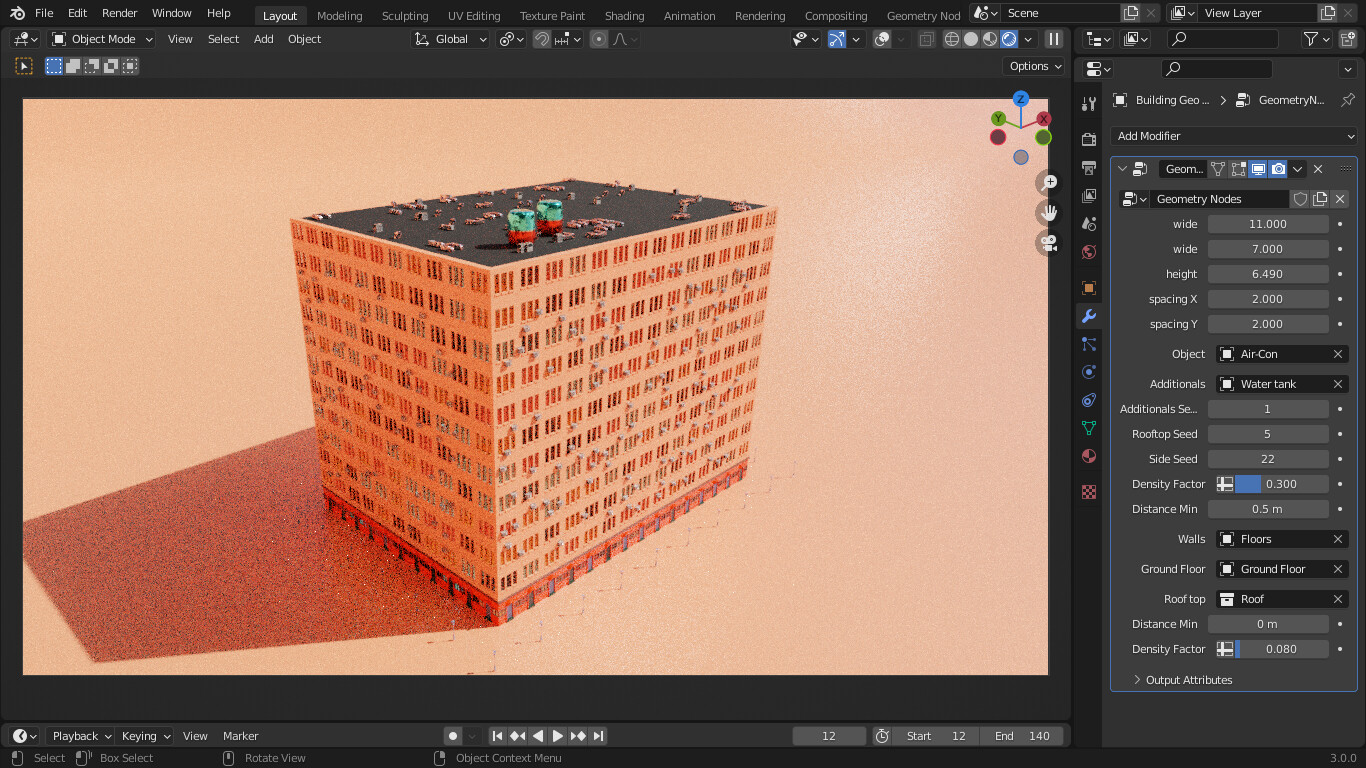 ArtStation Procedural Building. Blender 3.0 Geometry Nodes Resources