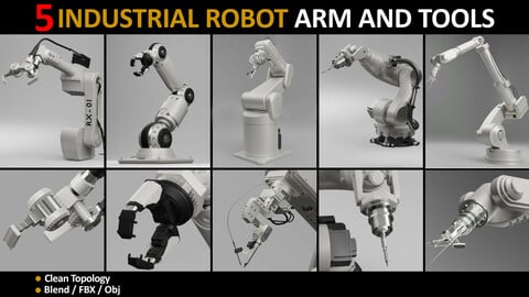 5 Industrial Robot Arm and 5 tools