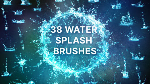 38 Water Splash Brushes & PNGs