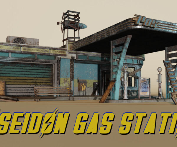ArtStation Poseidon Gas Station Fallout Game Assets