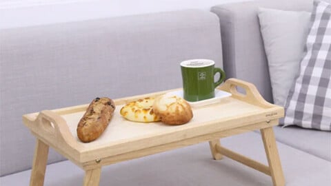 Rubber wood folding bed tray